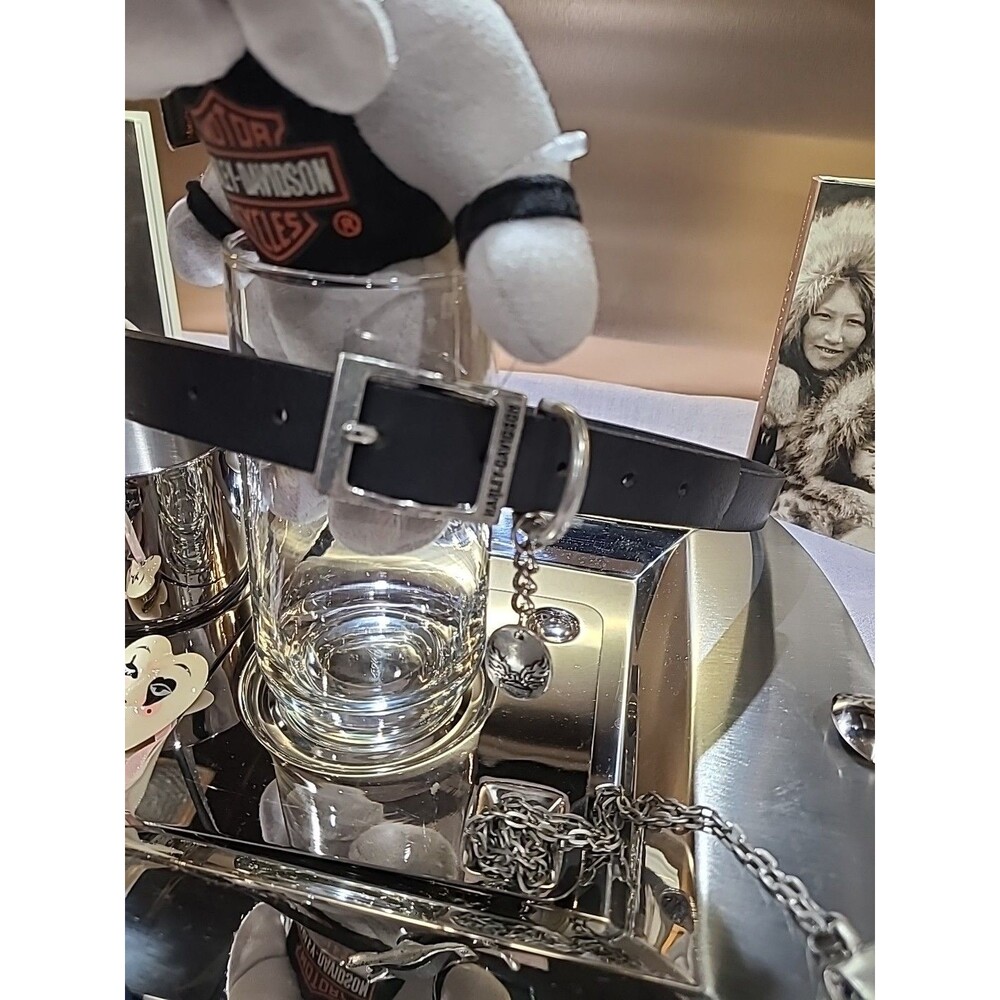 Harley-Davidson Black Leather Belt with Silver Buckle and Charmit Saids Xxxl But